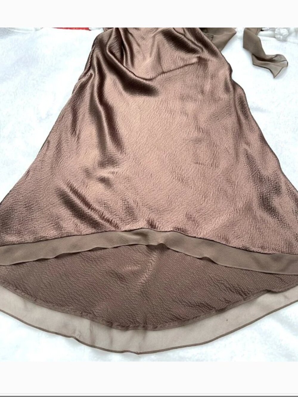 BCBGMaxazria 100% Silk halter chocolate Slip dress - Picture 10 of 12
